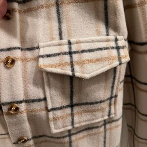 BKE Cream and Tan Plaid Utility Jacket